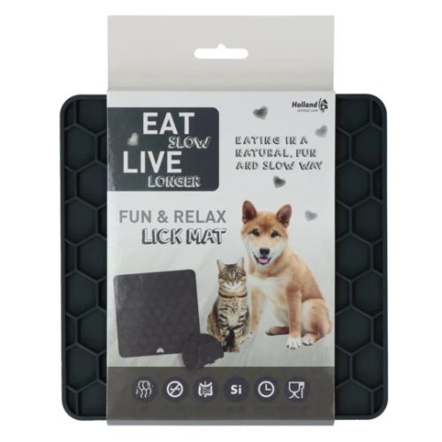 EAT SLOW LIVE LONGER Fun & Relax Lick Mat Szürke